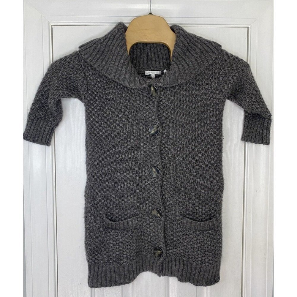 Vince‎ Women’s 3/4 Sleeve Chunky Knit Sweater Grey Small Wool Cashmere